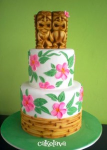 tiki hawaiian style wedding cake