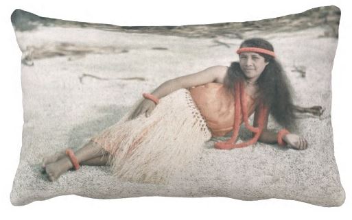 vintage hula girl pillow