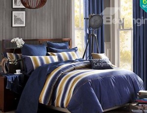 blue and yellow bedding