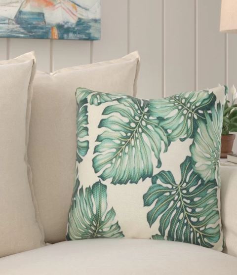 tropical leaves pillow on sale